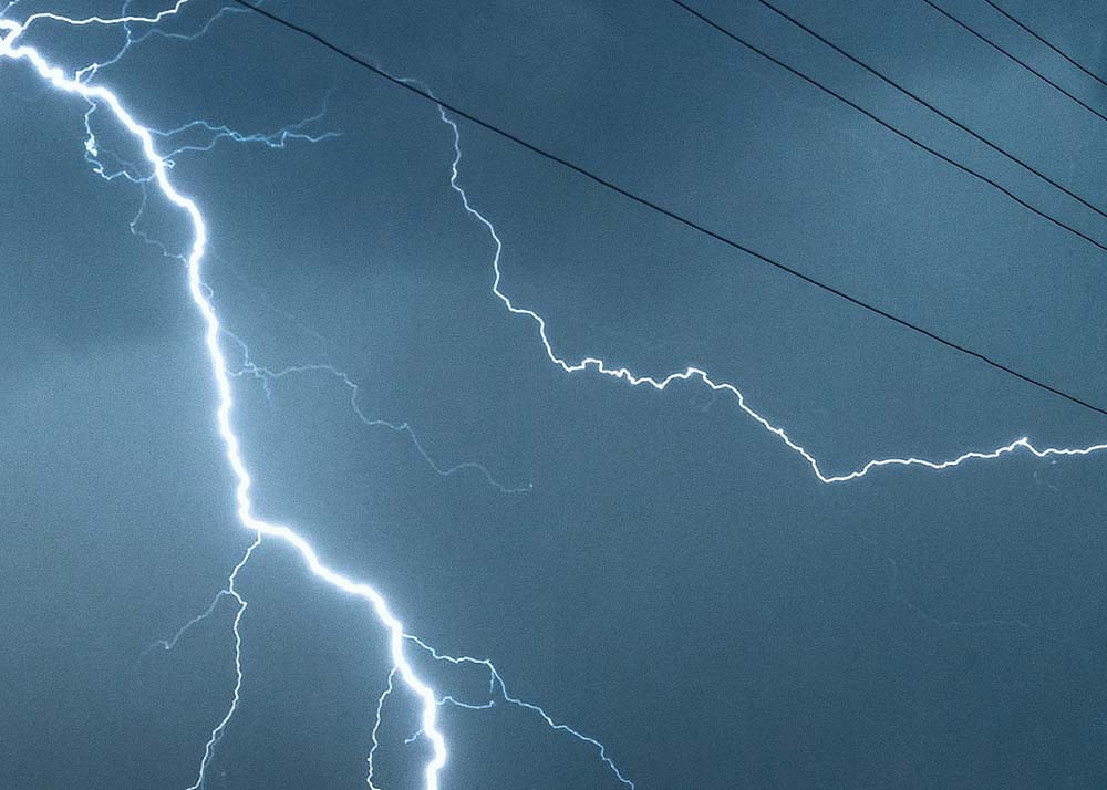 Electrostatic discharge in the form of a lightning bolt